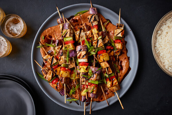 Tofu-Vegetable Satay With Peanut Sauce