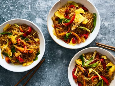 Singapore Noodles With Charred Scallions