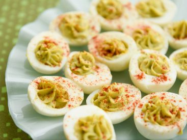 Avocado and Greek yogurt replace mayonnaise and mustard in these deviled eggs
