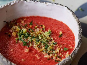 2 cold recipes that taste like summer: Tomato and strawberry gazpacho and banana date shake