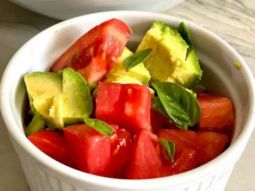 Tomato Avocado Basil Salad Recipe With Lemon Vinaigrette Dressing