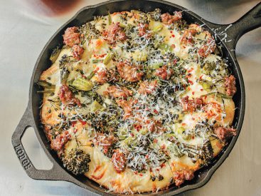 Molly Yeh Shares Her Easy, Post-Kid Recipe for Broccolini, Sausage and Lemon Deep-Dish Pizza