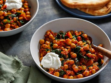 Chickpeas and spinach share the spotlight in this one-pot chana saag