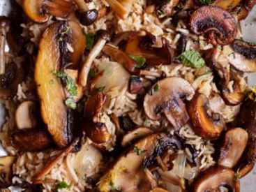 Nigel Slater’s recipes for mushroom pilaf, lemon and mint, and date cake with miso icing