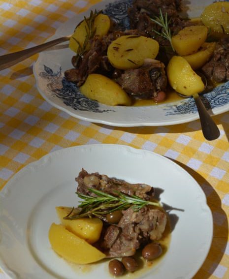 Rachel Roddy’s recipe for braised goat with rosemary and potatoes
