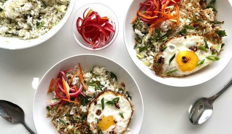 Coconut Rice With Bok Choy And Fried Eggs Recipe