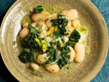 Nigel Slater’s recipes for butter beans, cannellini and cavolo nero, and for prune, chocolate and orange frangipane