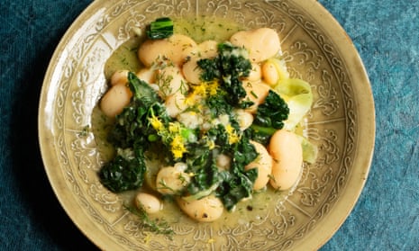 Nigel Slater’s recipes for butter beans, cannellini and cavolo nero, and for prune, chocolate and orange frangipane