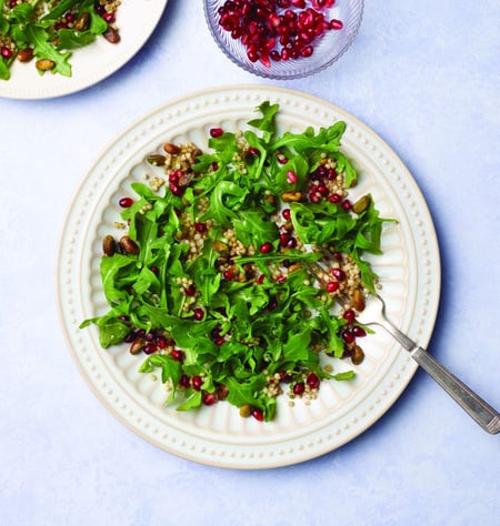 Sorghum Salad with Arugula, Pomegranate, and Pistachios