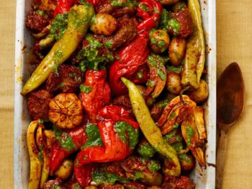 Baby aubergines, braised greens and lamb with peppers: Yotam Ottolenghi’s recipes for slow-cooked winter warmers