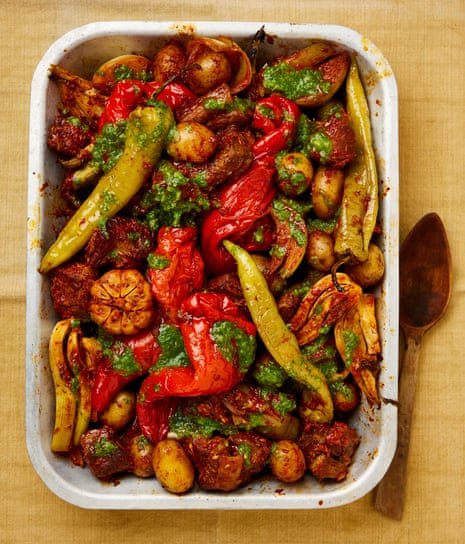 Baby aubergines, braised greens and lamb with peppers: Yotam Ottolenghi’s recipes for slow-cooked winter warmers