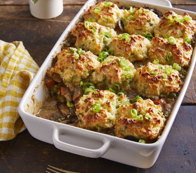 Mushroom Pot Pie with Scallion Drop Biscuits