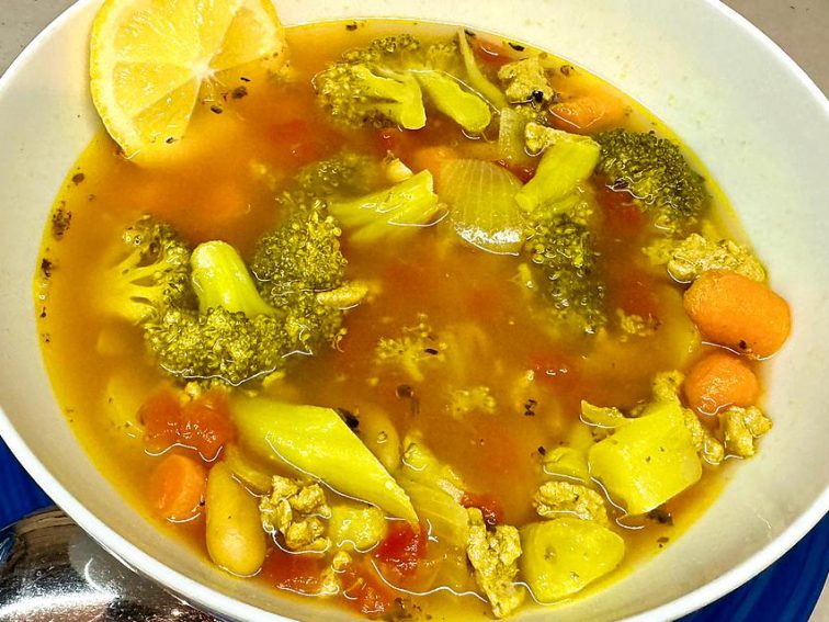 Mediterranean Ground Chicken Vegetable Soup Recipe May Be the Cure for What Ails You