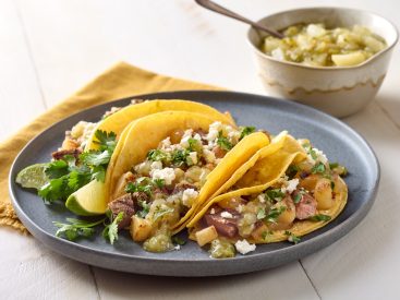 Tacos Al "Pear-stor" with Grilled Pears and Pear Tomatillo Salsa